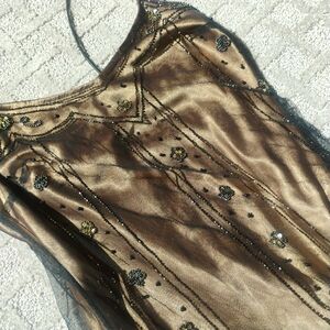 Elegant Gold and Black Midi Dress